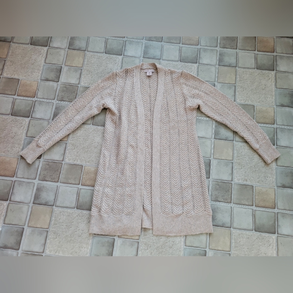 Women's Sincerely Jules Oatmeal Colored Open Front Long Cardigan Size Medium